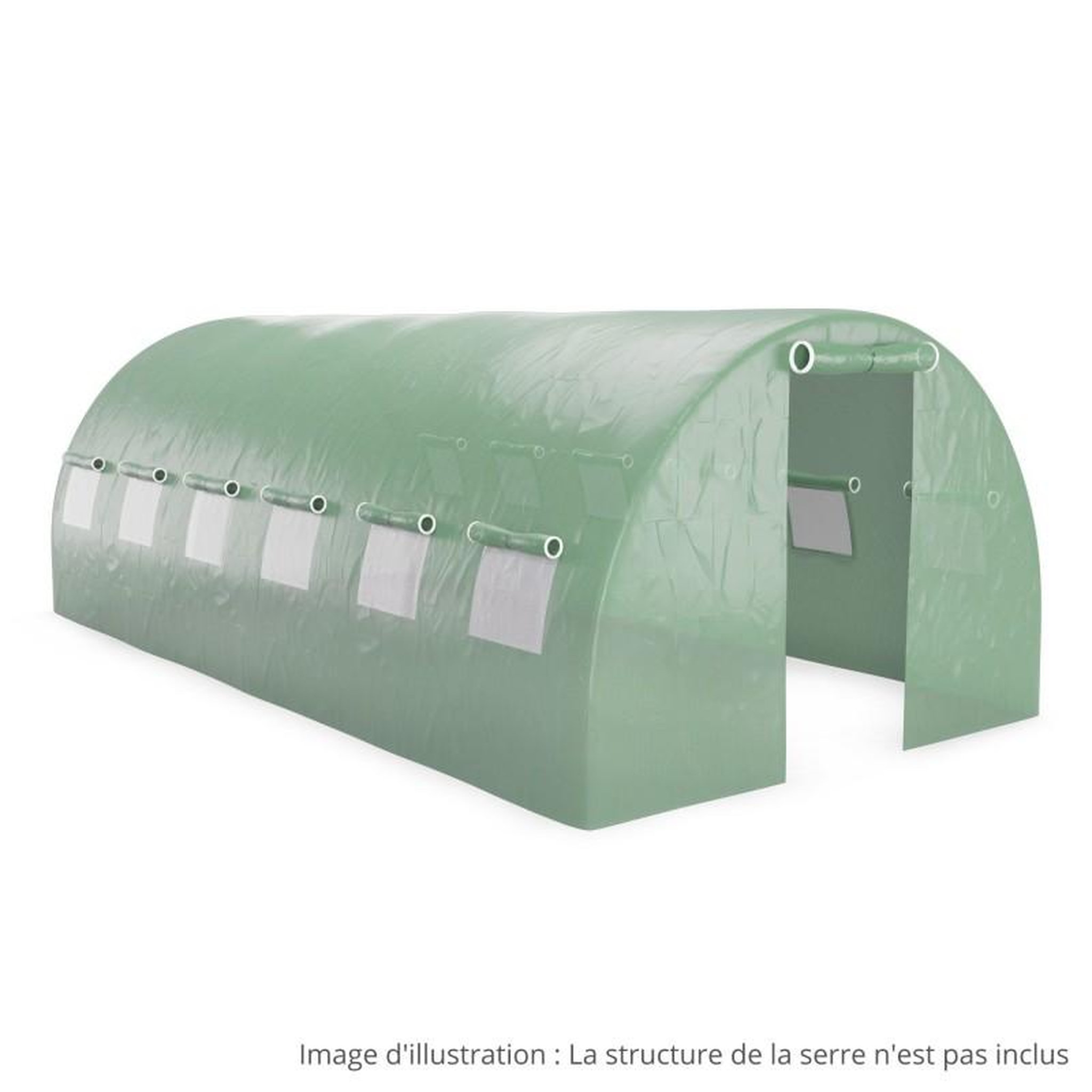 Voir la diapositive 1 : EUROSPEN Bâche armée pour serre de jardin tunnel 18m2 Green Roof