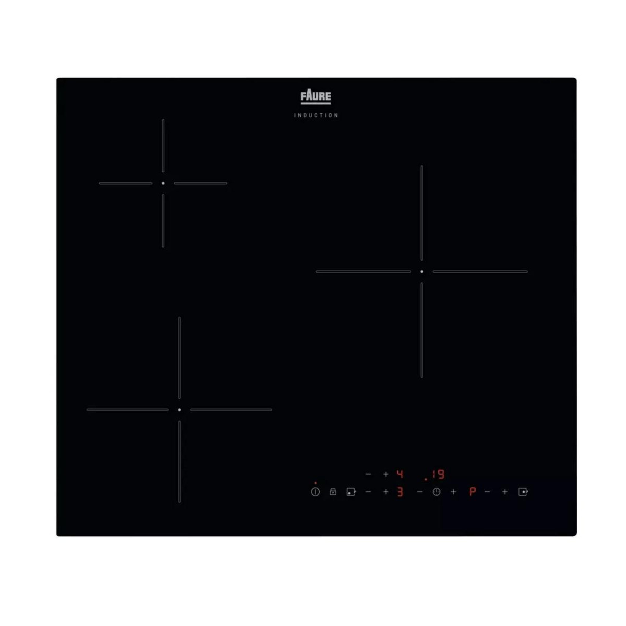 Voir la diapositive 1 : FAURE Table de cuisson induction 59cm 3 feux 7200w noir - fitn632k