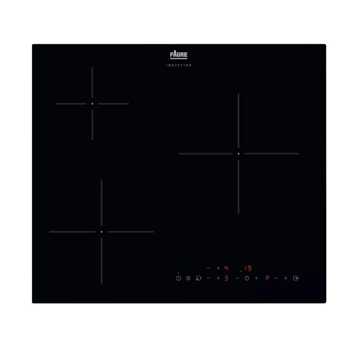 FAURE Table de cuisson induction 59cm 3 feux 7200w noir - FITN632K