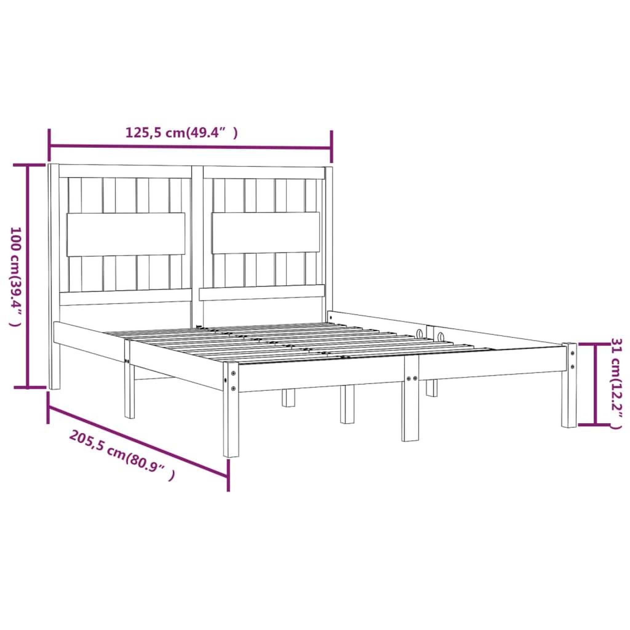 Voir la diapositive 6 : VIDAXL Cadre de lit sans matelas blanc bois massif 120x200 cm