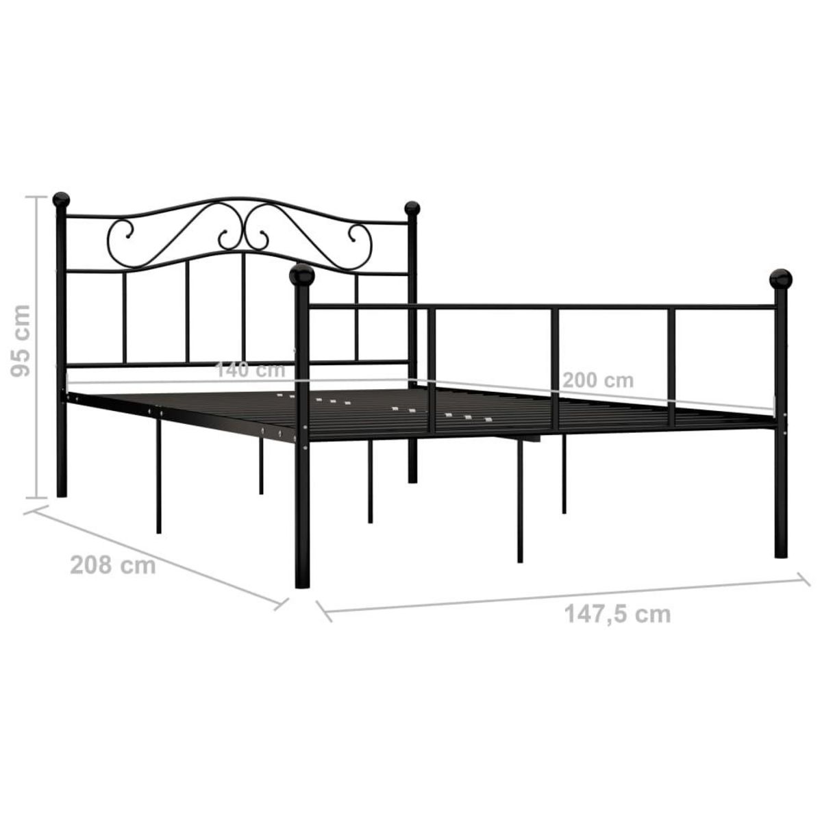 VIDAXL Cadre de lit sans matelas noir metal 140x200 cm
