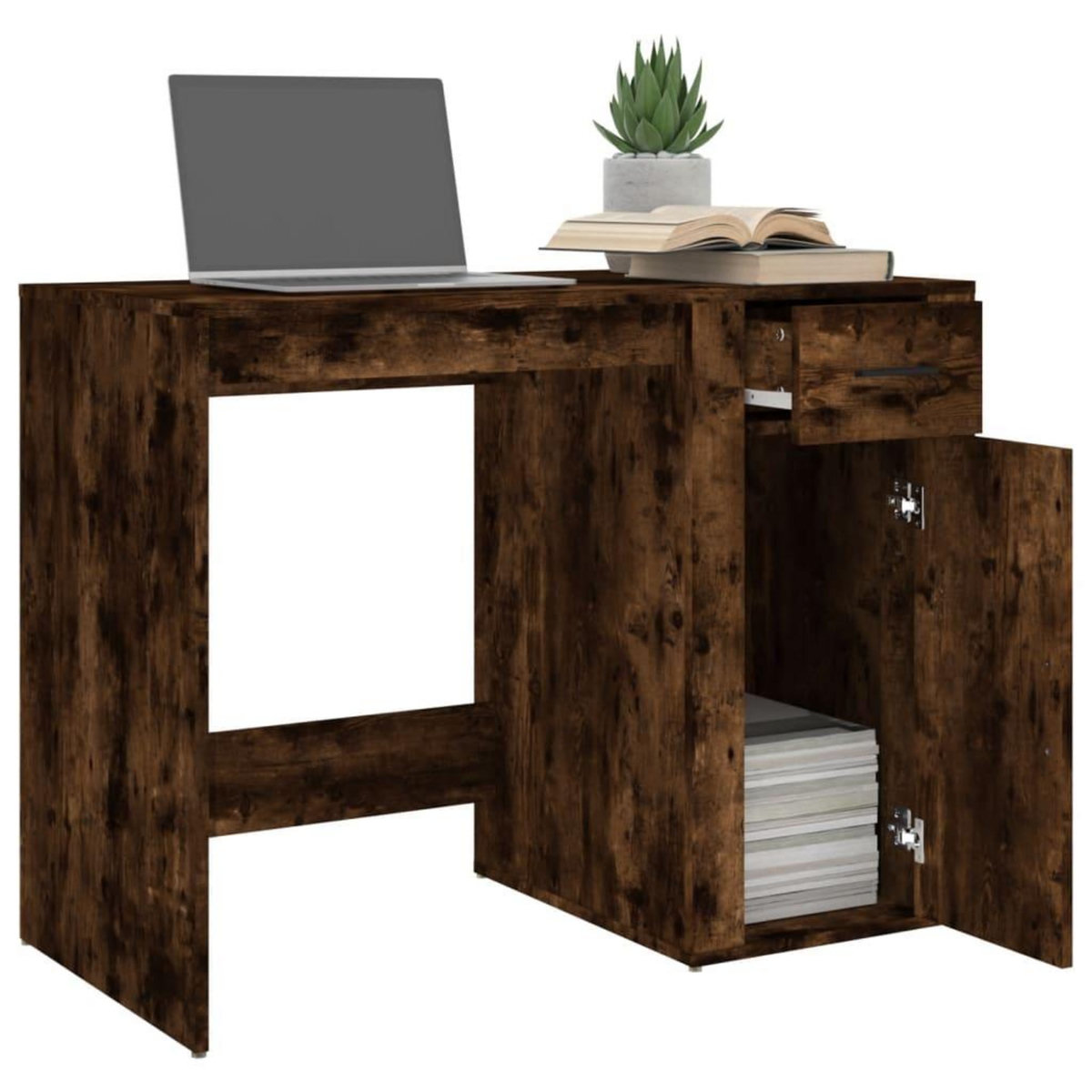 VIDAXL Bureau Chene fume 100x49x75 cm Bois d'ingenierie