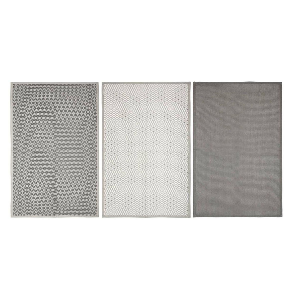 ATMOSPHERA Lot de 3 Torchons  Imprimé  45x70cm Gris