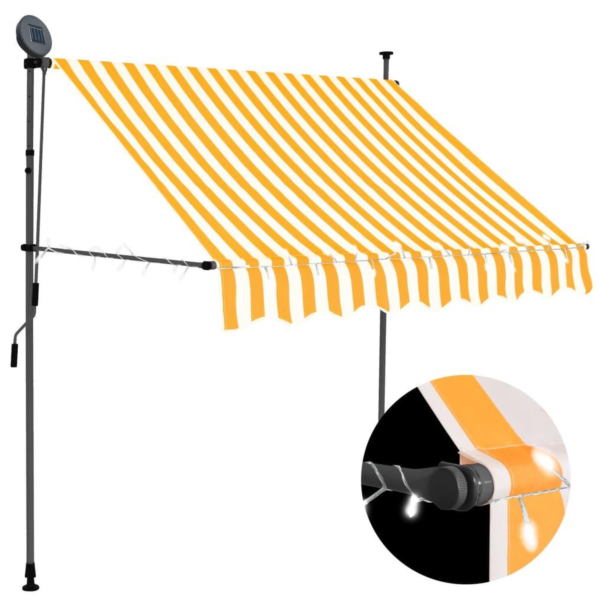 Voir la diapositive 1 : VIDAXL Auvent manuel retractable avec LED 150 cm Blanc et orange