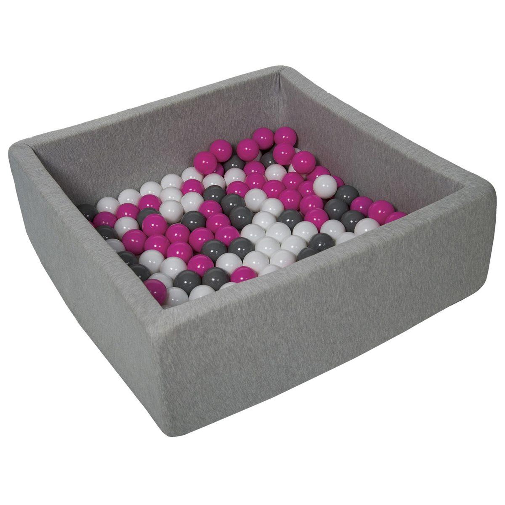 VELINDA Piscine à balles pour enfant, 90x90 cm, aire de jeu + 150 balles blanc, rose, gris