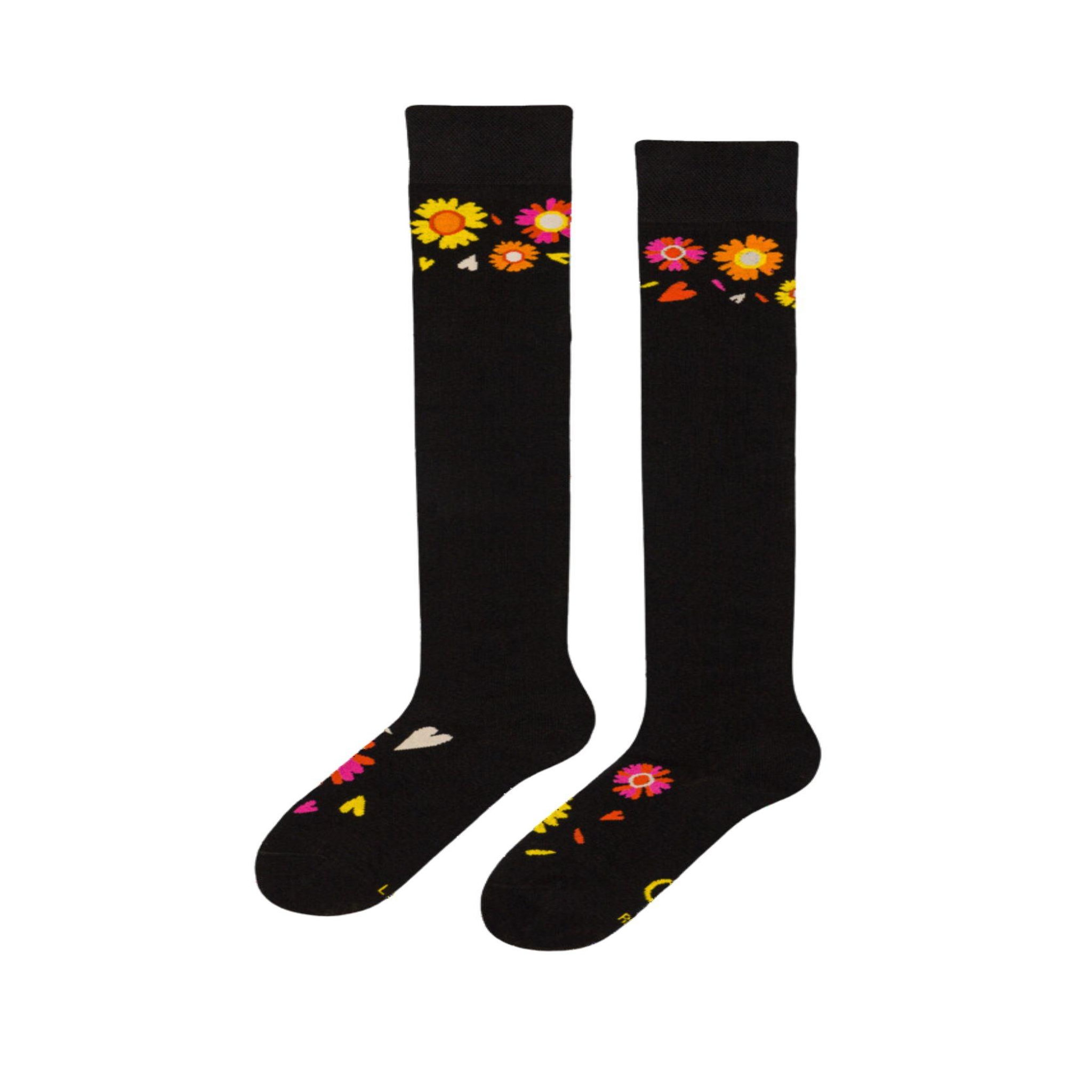 DEDOLES Chaussettes au-dessus des genoux je t'aime, un peu, beaucoup. Coloris disponibles : Noir