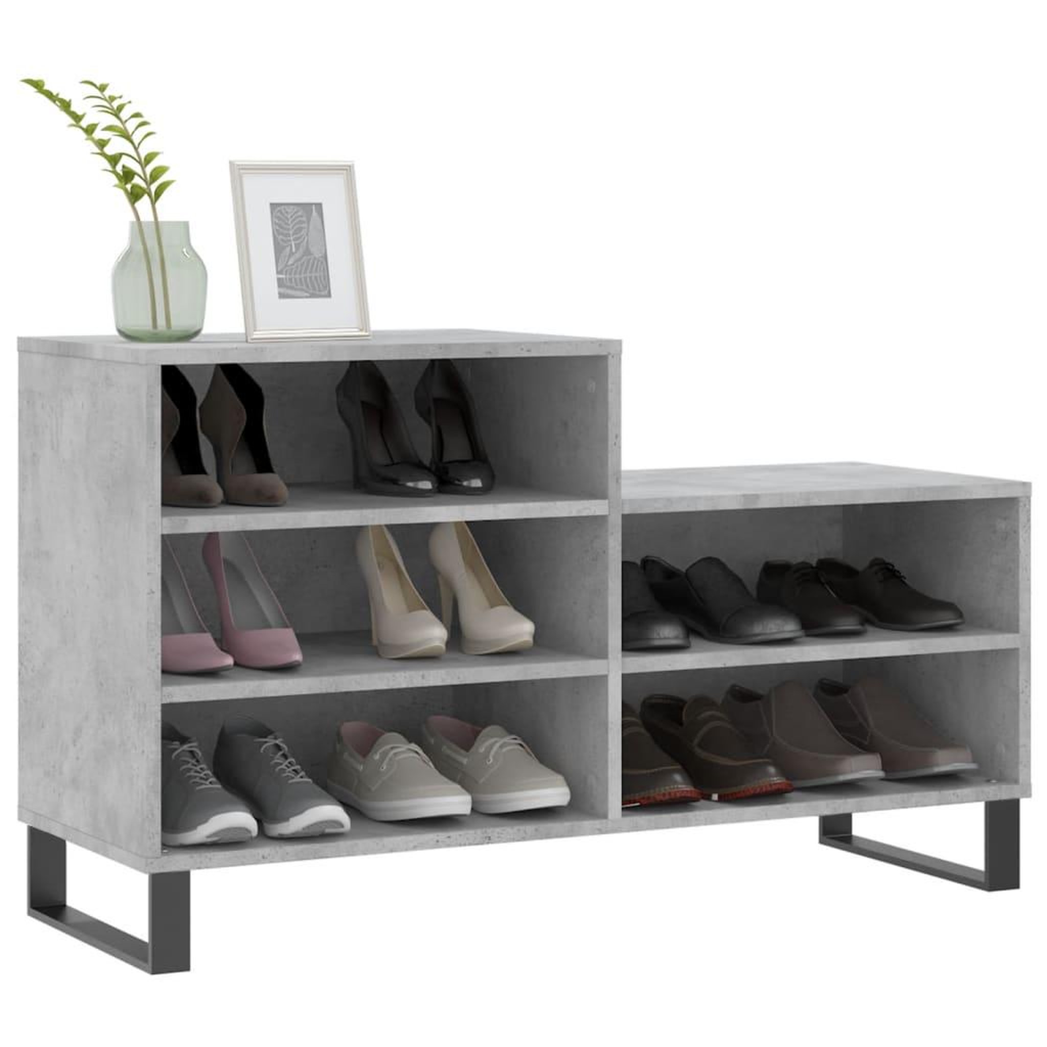 Voir la diapositive 3 : VIDAXL Armoire a chaussures Gris beton 102x36x60 cm Bois d'ingenierie