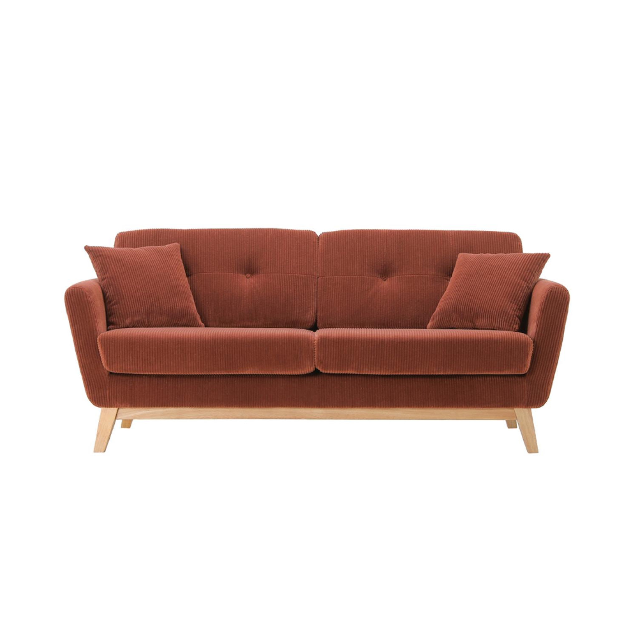 CONCEPT USINE Canapé 3 places scandinave en velours côtelé terracotta hoga