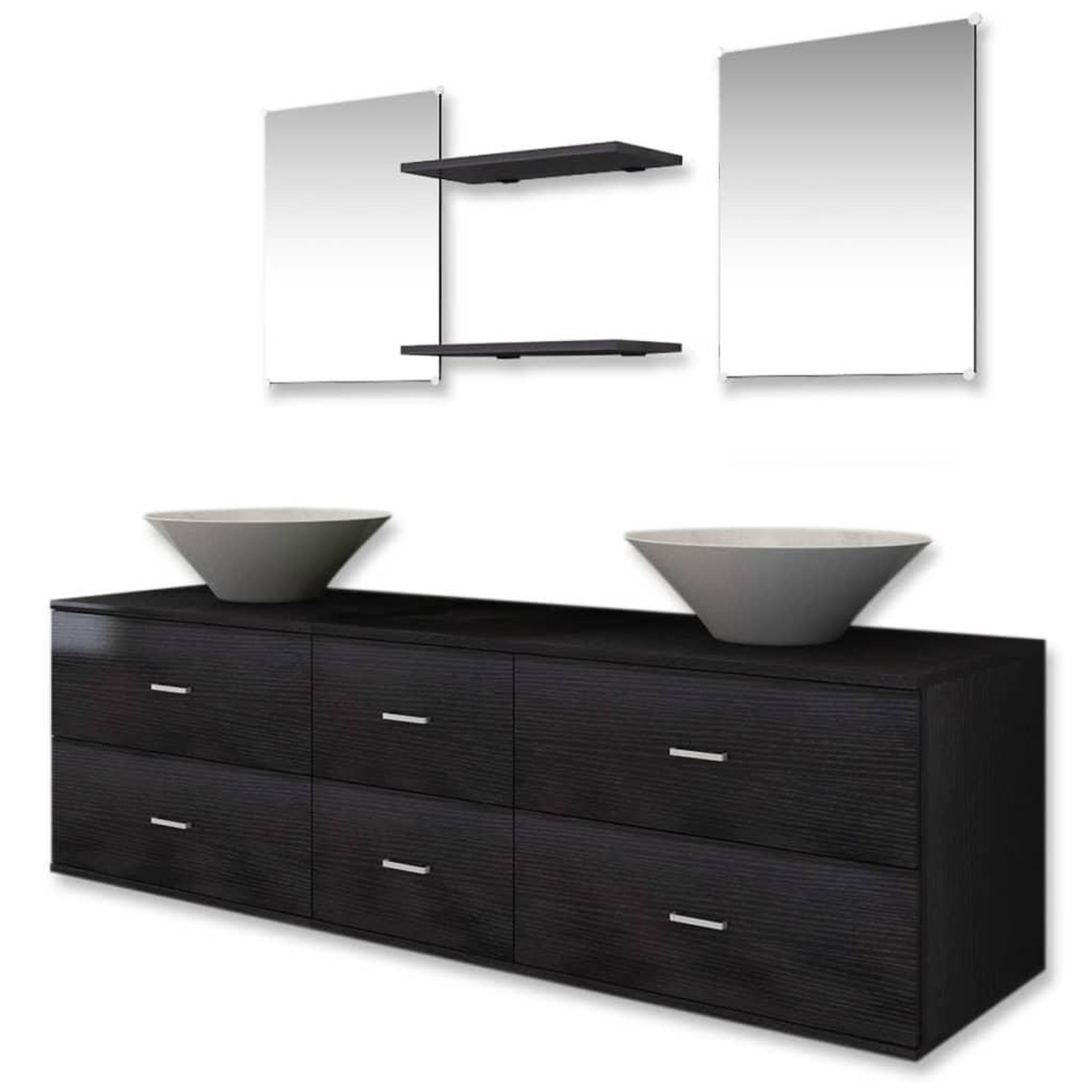 Voir la diapositive 4 : VIDAXL Meubles de salle de bain 9 pcs avec lavabo et robinet Noir