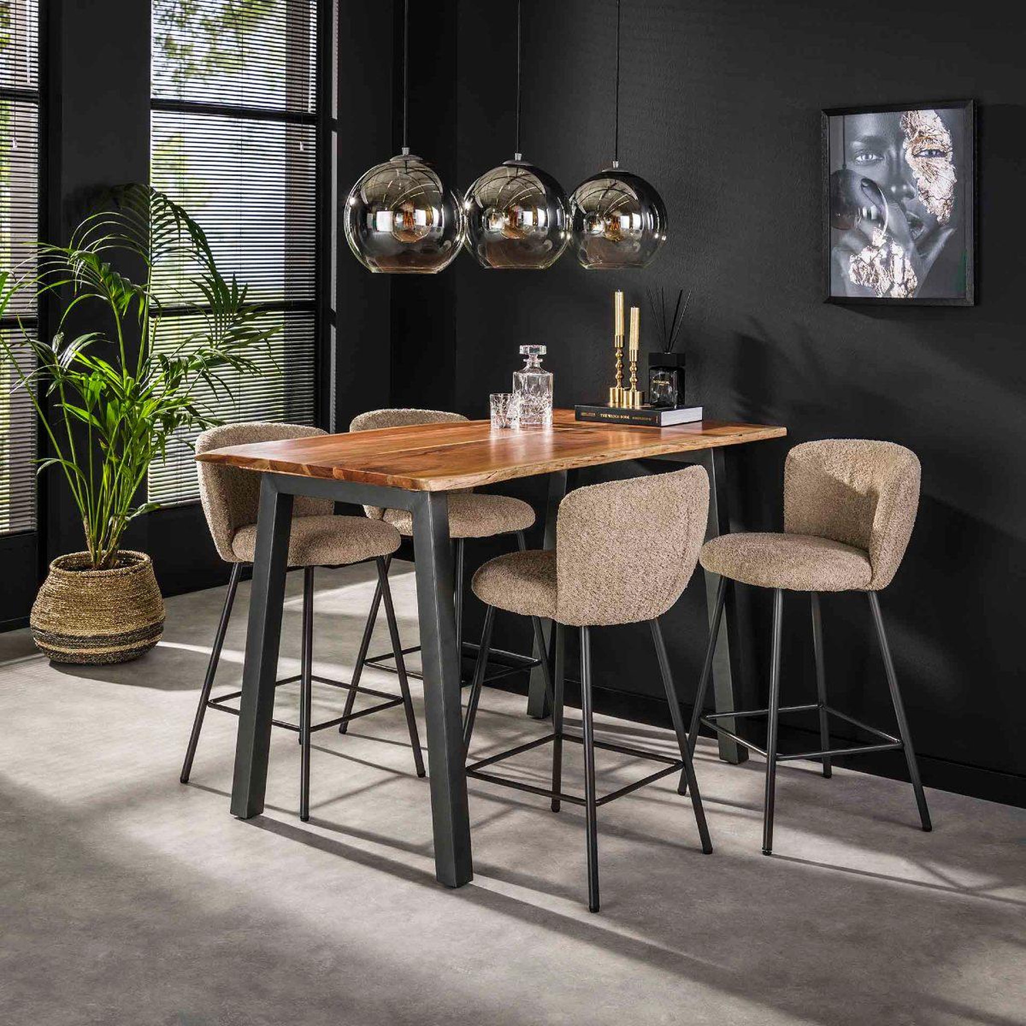 Voir la diapositive 2 : JLC KREATION Table haute en bois massif d'acacia ERNEST