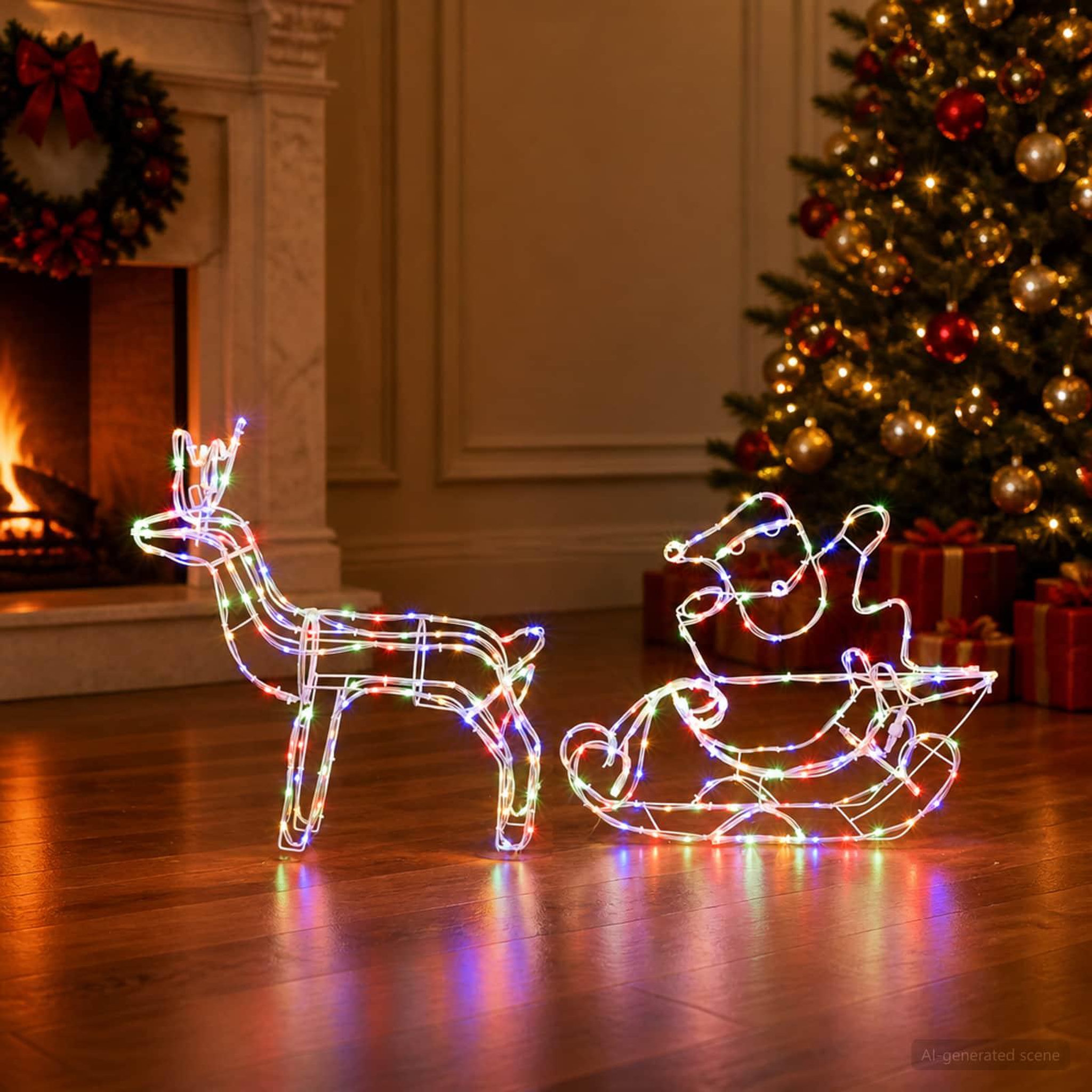 Voir la diapositive 2 : VIDAXL Decoration de Noël renne et traîneau LOVIISA 320 LED