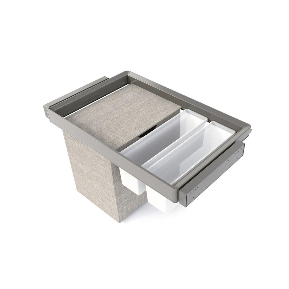 EMUCA SRL Kit 2 plateaus auxiliaires -  1 panier et rack ajustable Quartz pour armoires -  glissières extension totale et à fermeture douce -  Module 80cm -  Finition Titane