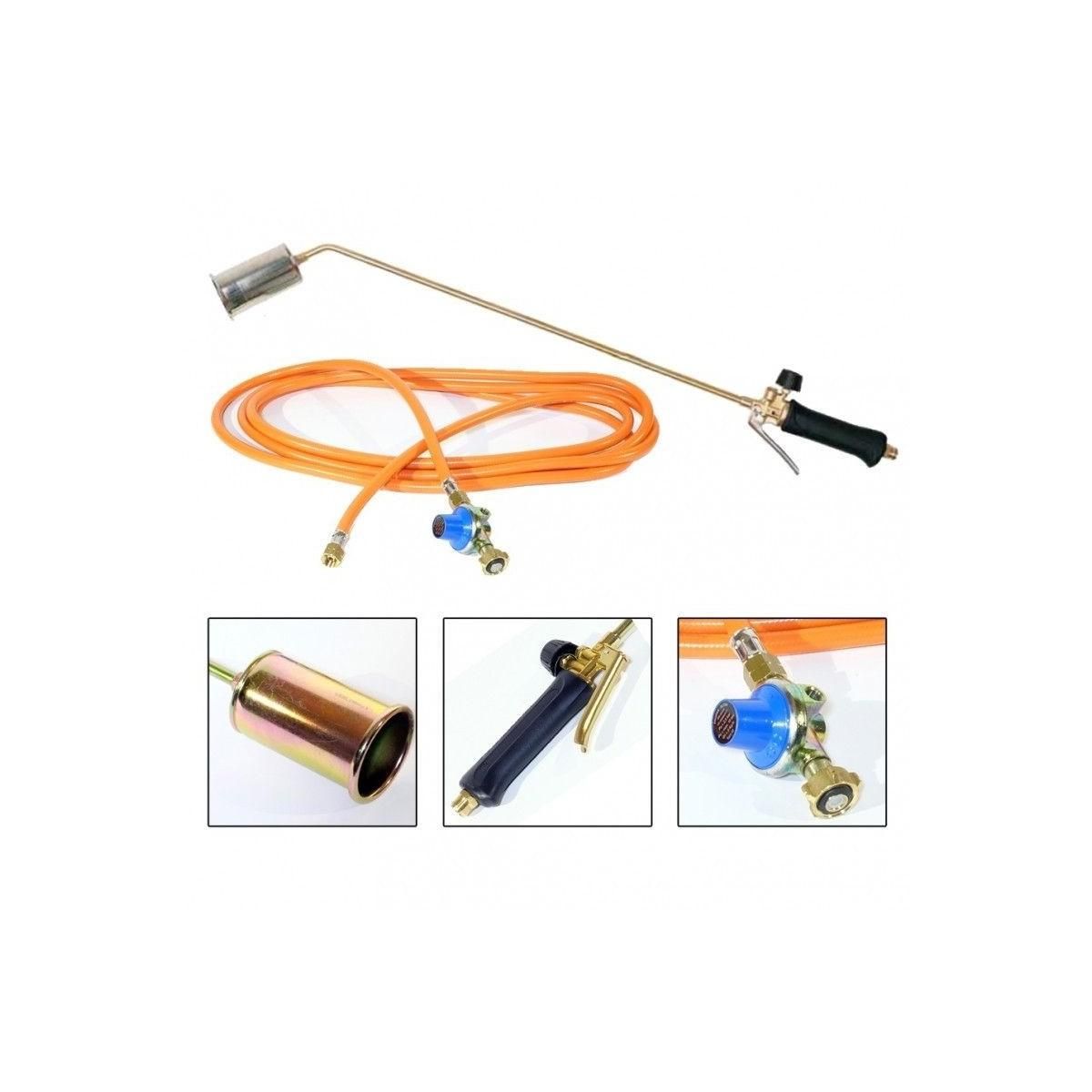 Kemper Desherbeur thermique sur Chariot à roues Bruleur 60 mm Tuyau 5 mètres Allume gaz + Détendeur propane KEMPER