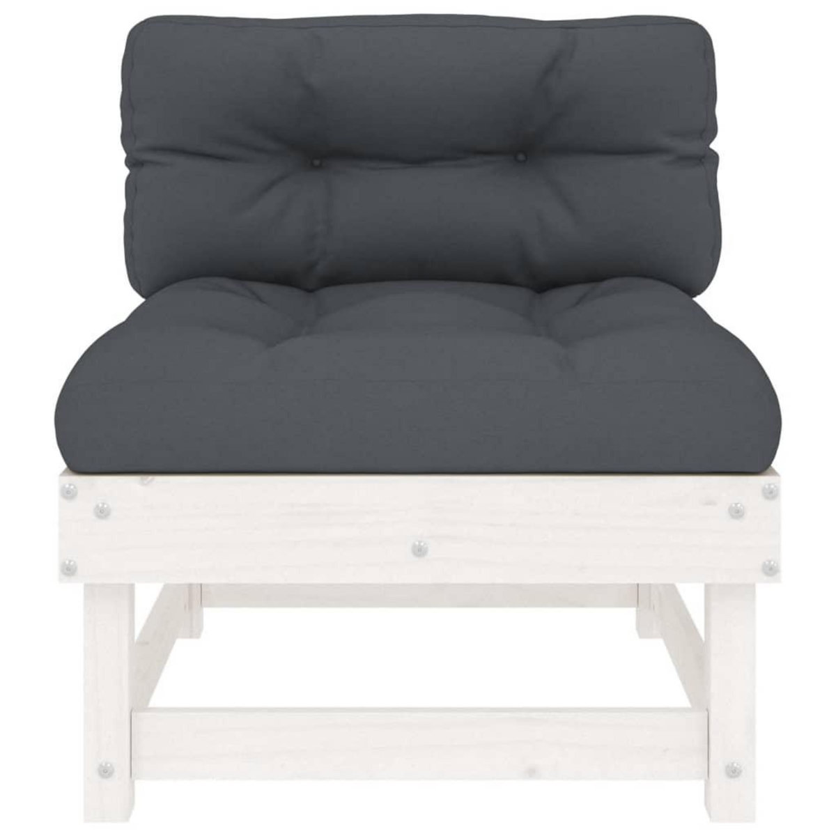 VIDAXL Canapes centraux avec coussins 2 pcs blanc bois de pin massif