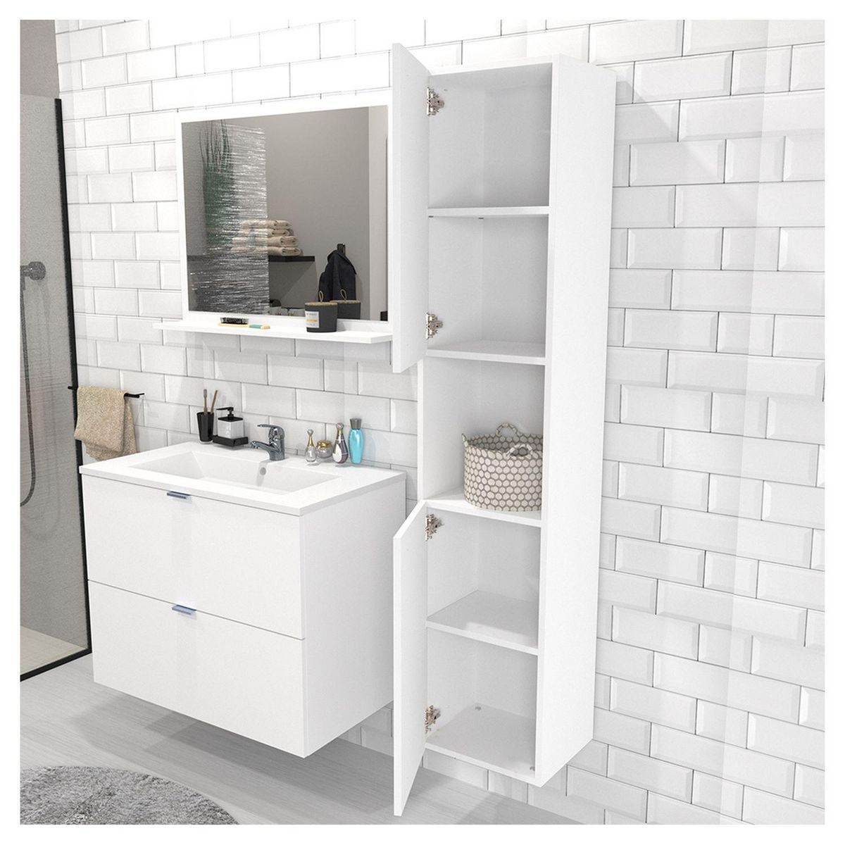 Colonne de salle de bain 2 portes 1 niche FARO