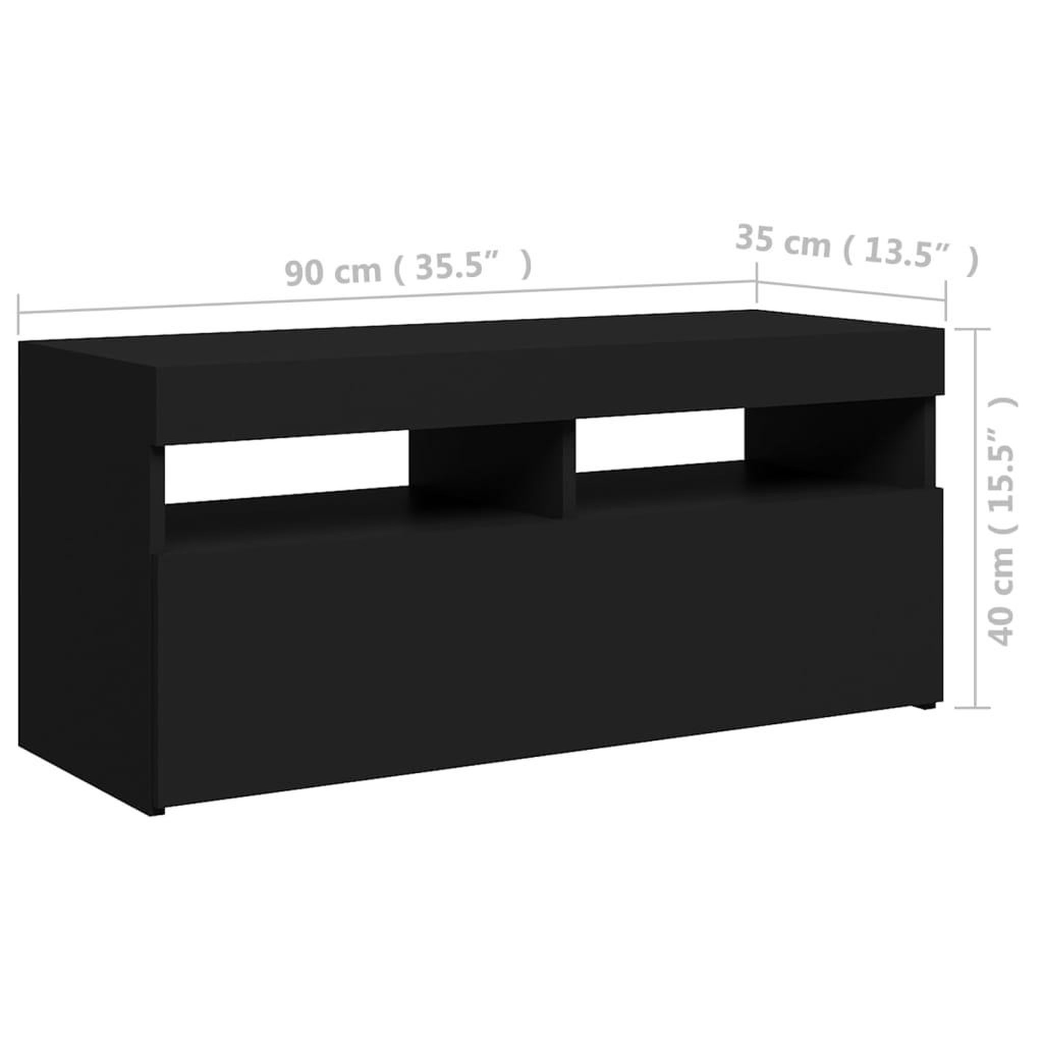 Voir la diapositive 6 : VIDAXL Meuble TV avec lumieres LED noir 90x35x40 cm
