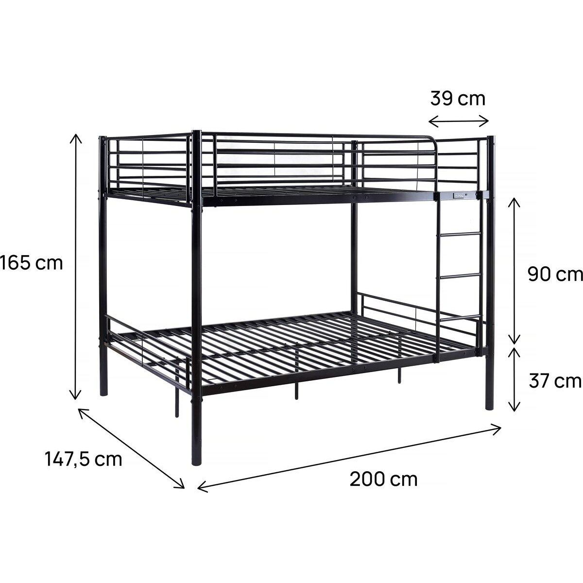 Habitat et Jardin Lit superposé double  Adam  - Sommier inclus - 140 x 190 cm - Noir