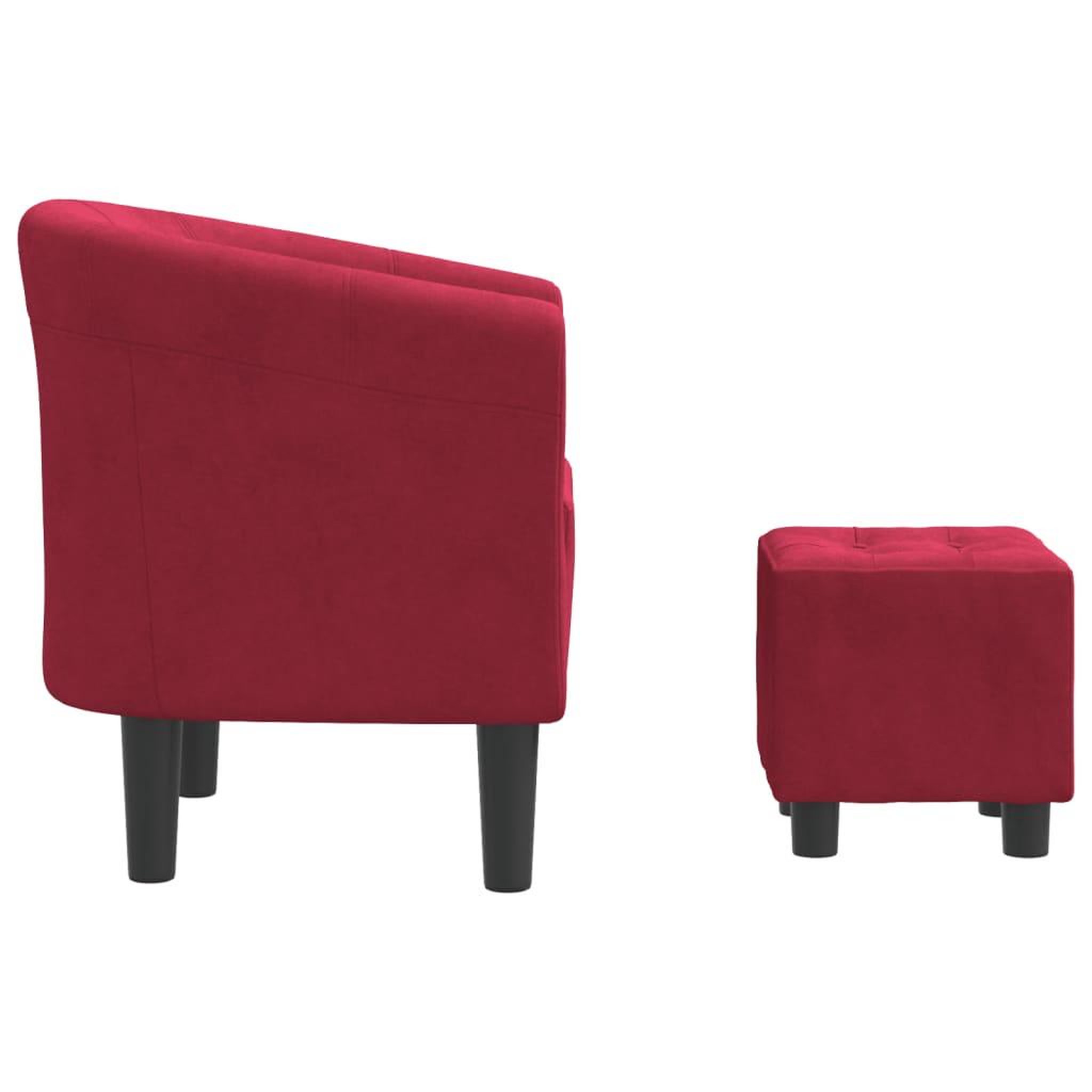 Voir la diapositive 4 : VIDAXL Chaise cabriolet avec repose-pied rouge bordeaux velours