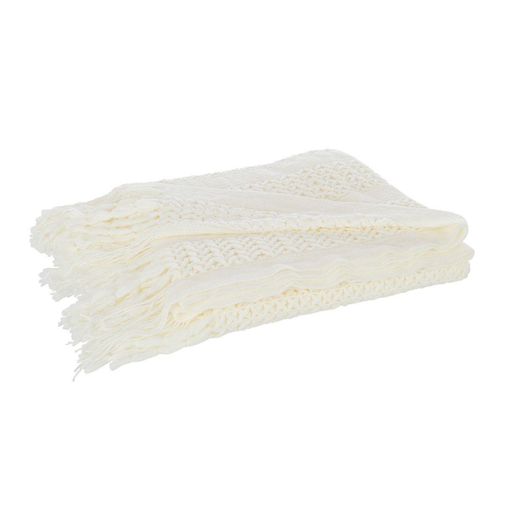 Voir la diapositive 2 : J-LINE Plaid déco tricot  abby  143x195cm blanc