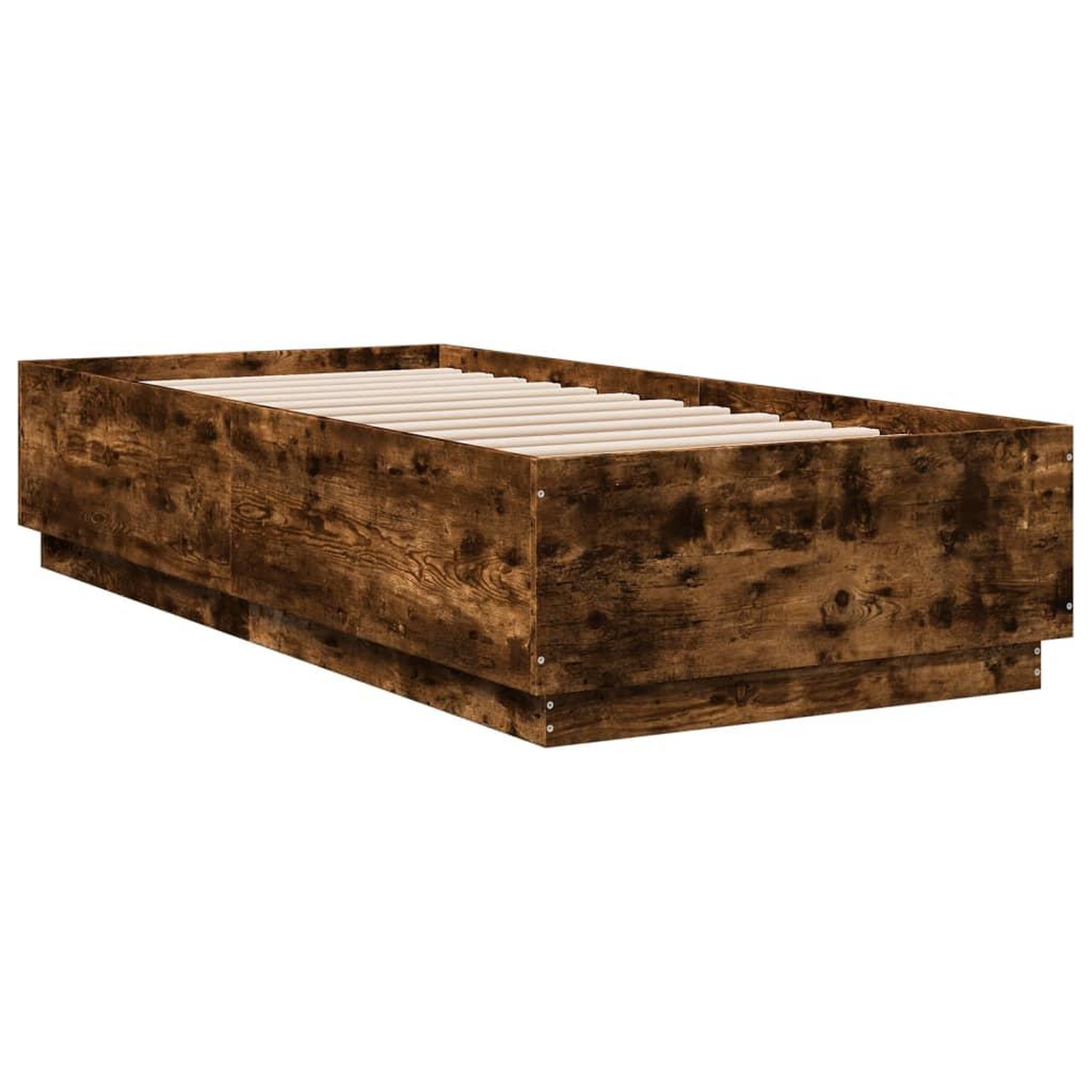 Voir la diapositive 3 : VIDAXL Cadre de lit avec LED sans matelas chene fume 100x200 cm