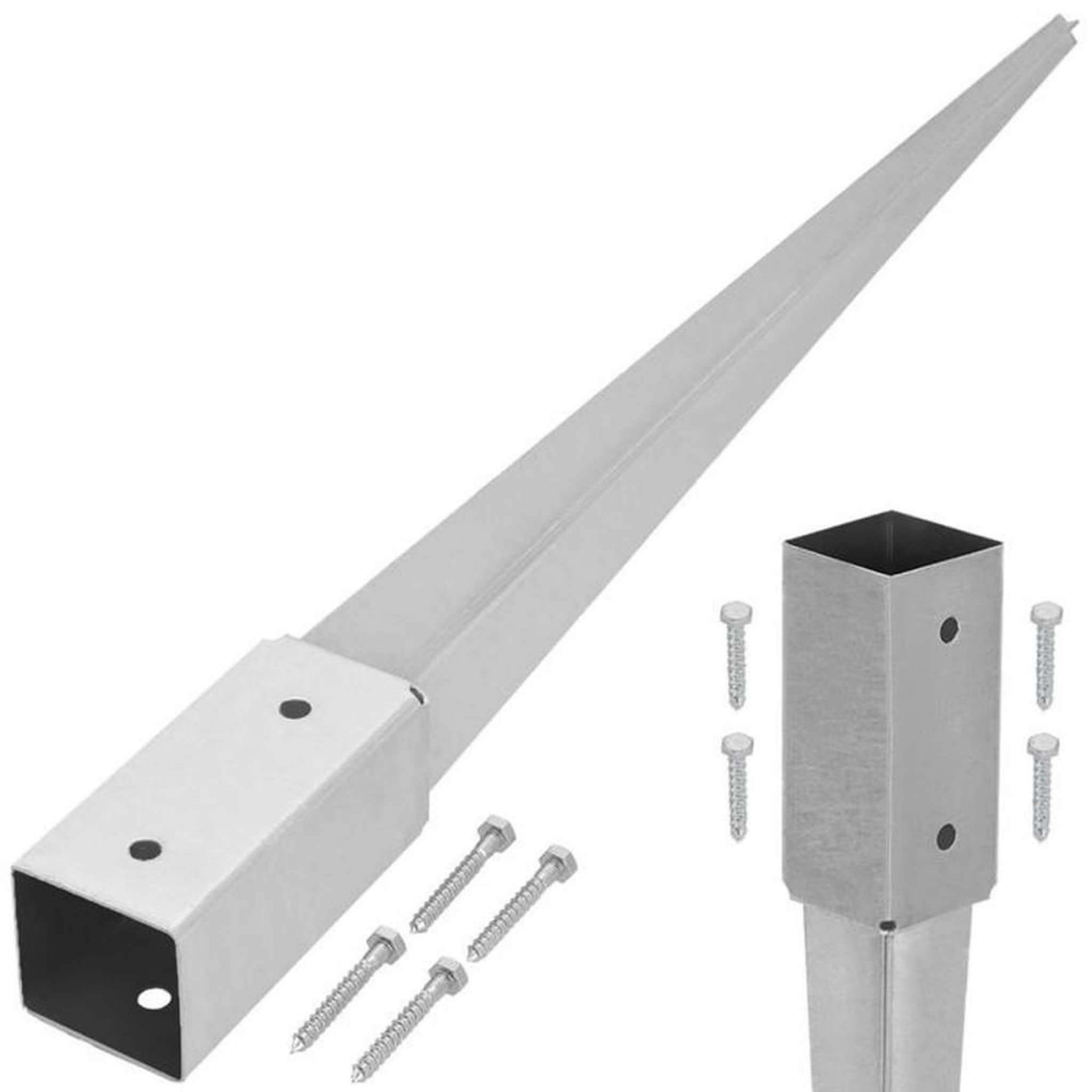 support de poteau de clôture en acier galvanisé 61 x 61 mm, 750 mm