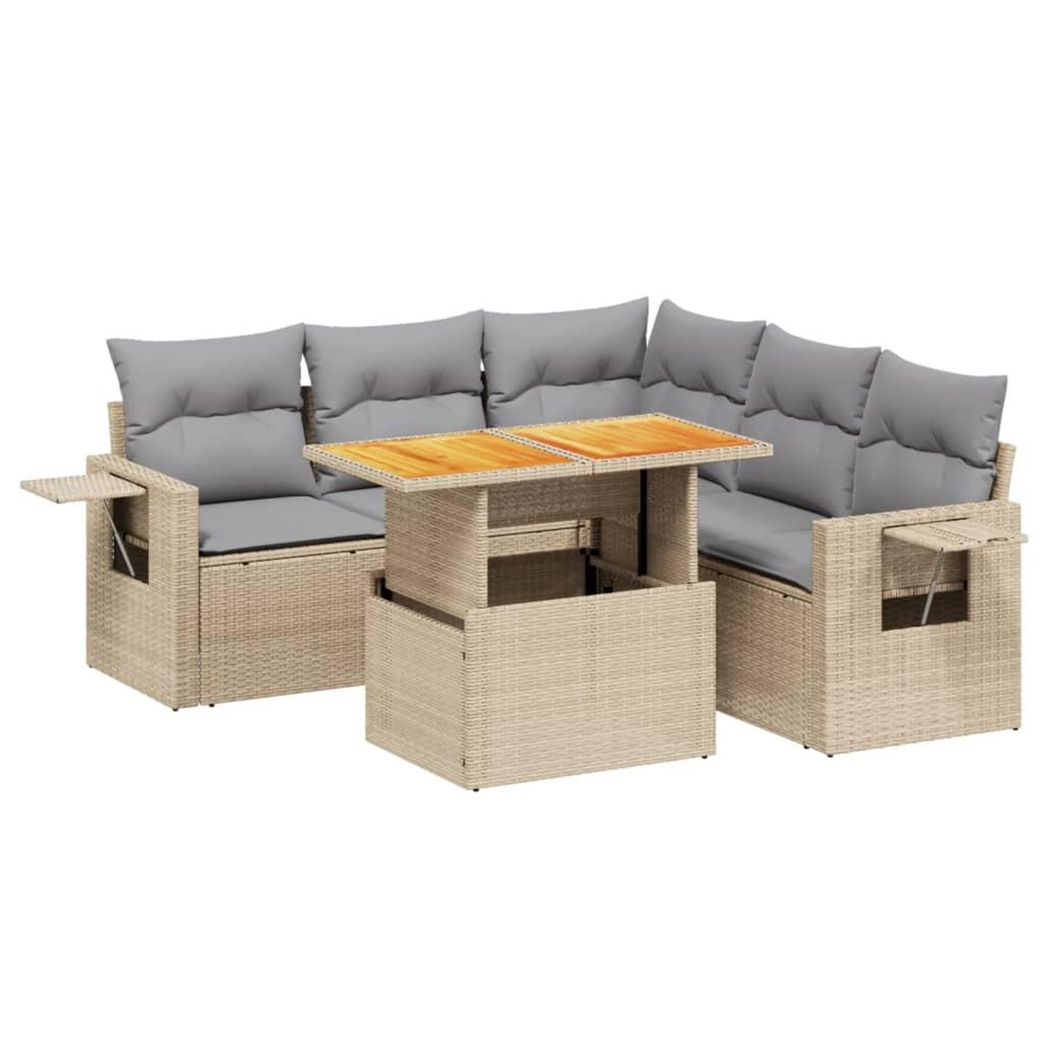 Voir la diapositive 2 : VIDAXL Salon de jardin avec coussins 6 pcs beige resine tressee
