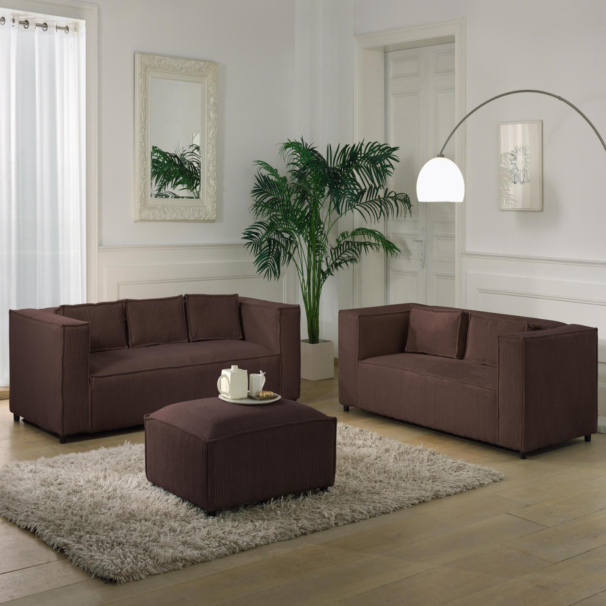 Voir la diapositive 4 : LISA DESIGN Stella - canapé fixe 3 places - en velours côtelé - style contemporain