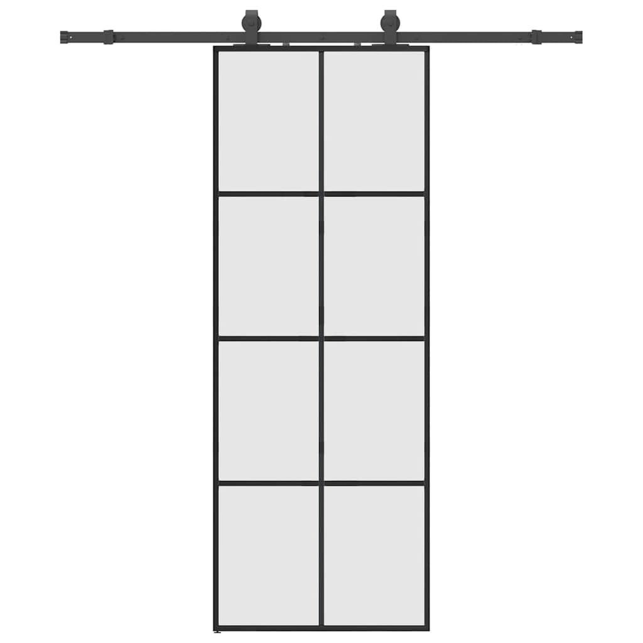 Voir la diapositive 2 : VIDAXL Porte coulissante kit de quincaillerie noir 76x205 cm verre ESG