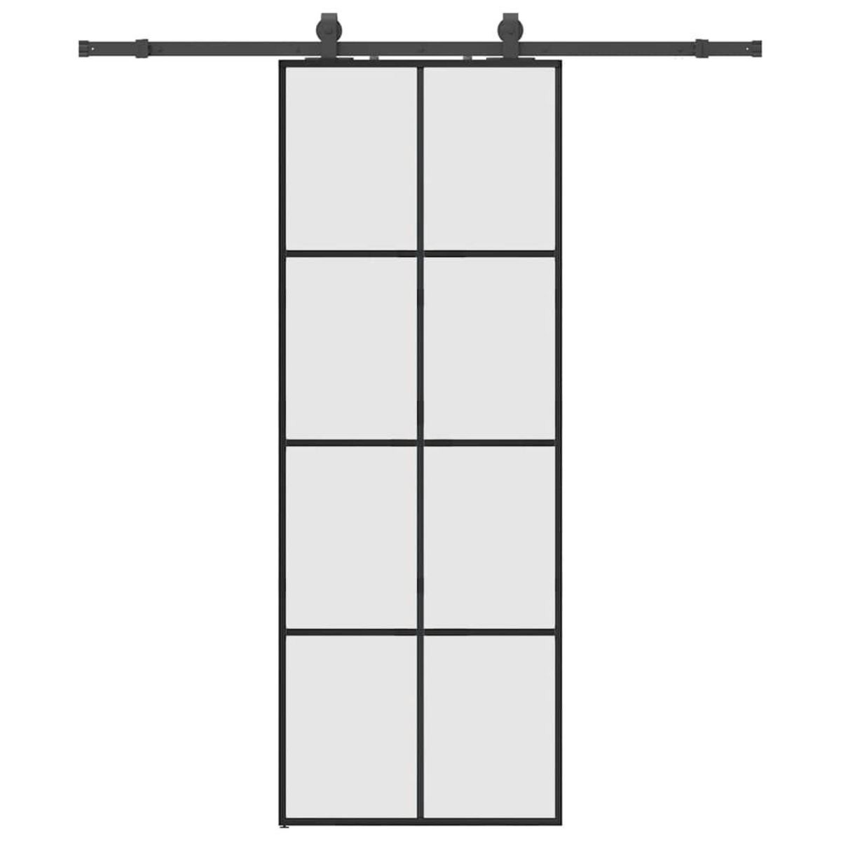 VIDAXL Porte coulissante kit de quincaillerie noir 76x205 cm verre ESG