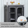 Voir la diapositive 4 : OUTSUNNY Cuisine de camping - meuble camping - armoire de camping - plan de travail, nombreux rangements, sac transport inclus - armature alu. Oxford gris