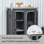 Voir la diapositive 4 : OUTSUNNY Cuisine de camping - meuble camping - armoire de camping - plan de travail, nombreux rangements, sac transport inclus - armature alu. Oxford gris