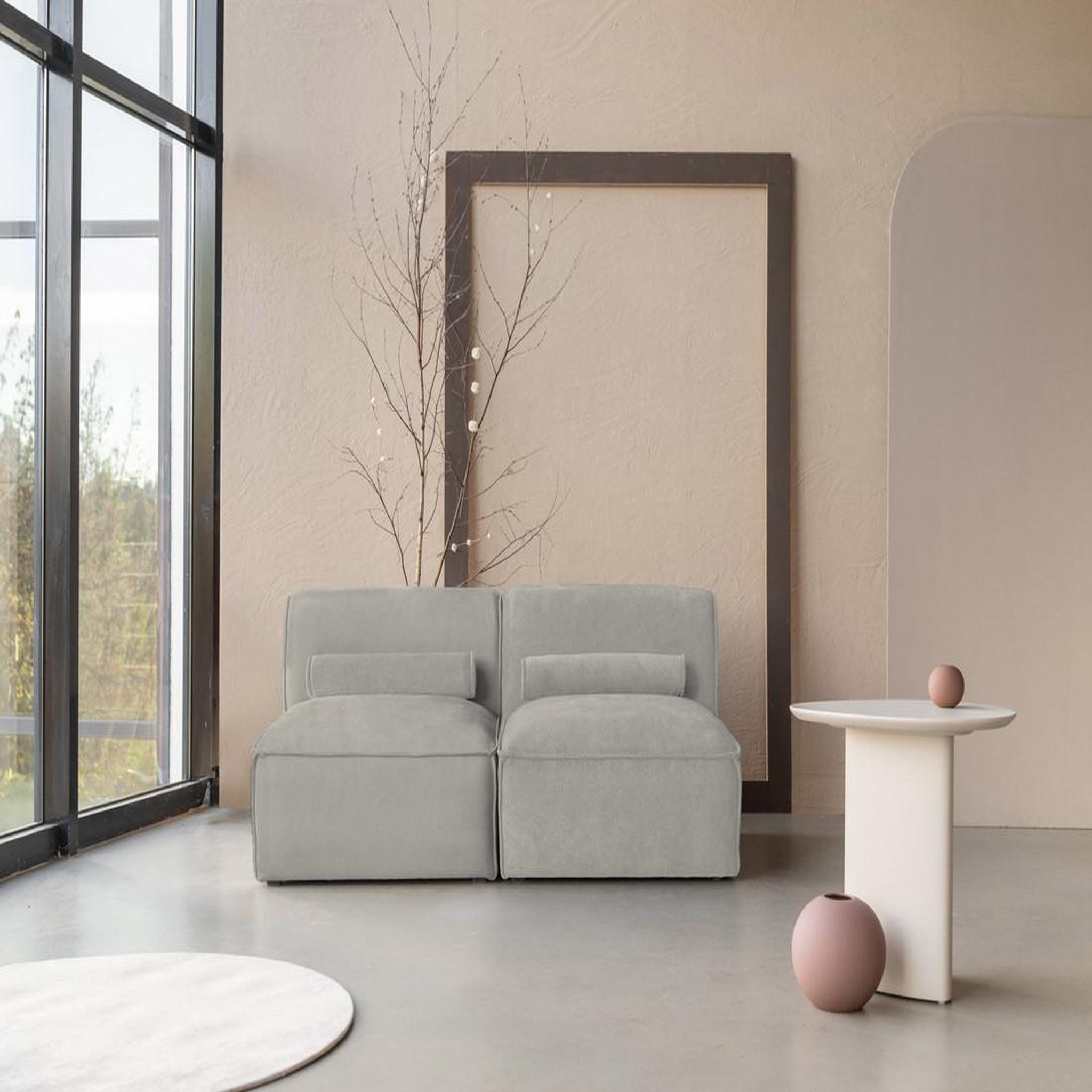 Voir la diapositive 4 : BEST MOBILIER Felix - canapé modulable 2 places en tissu texturé