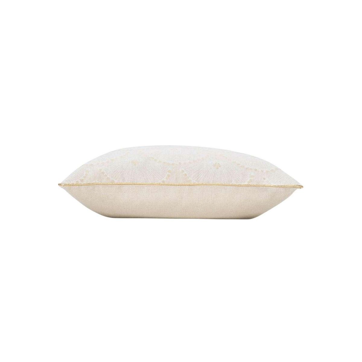 Douceur d'Intérieur Coussin déhoussable CREST - Polycoton imprimé métallisé - 45 x 45 cm - Ecru
