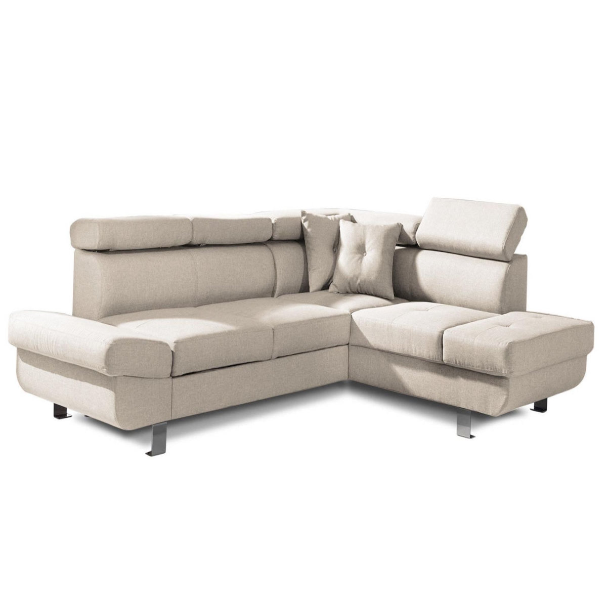 BEST MOBILIER Lisbona - canapé d'angle droit convertible - 5 places - avec têtières