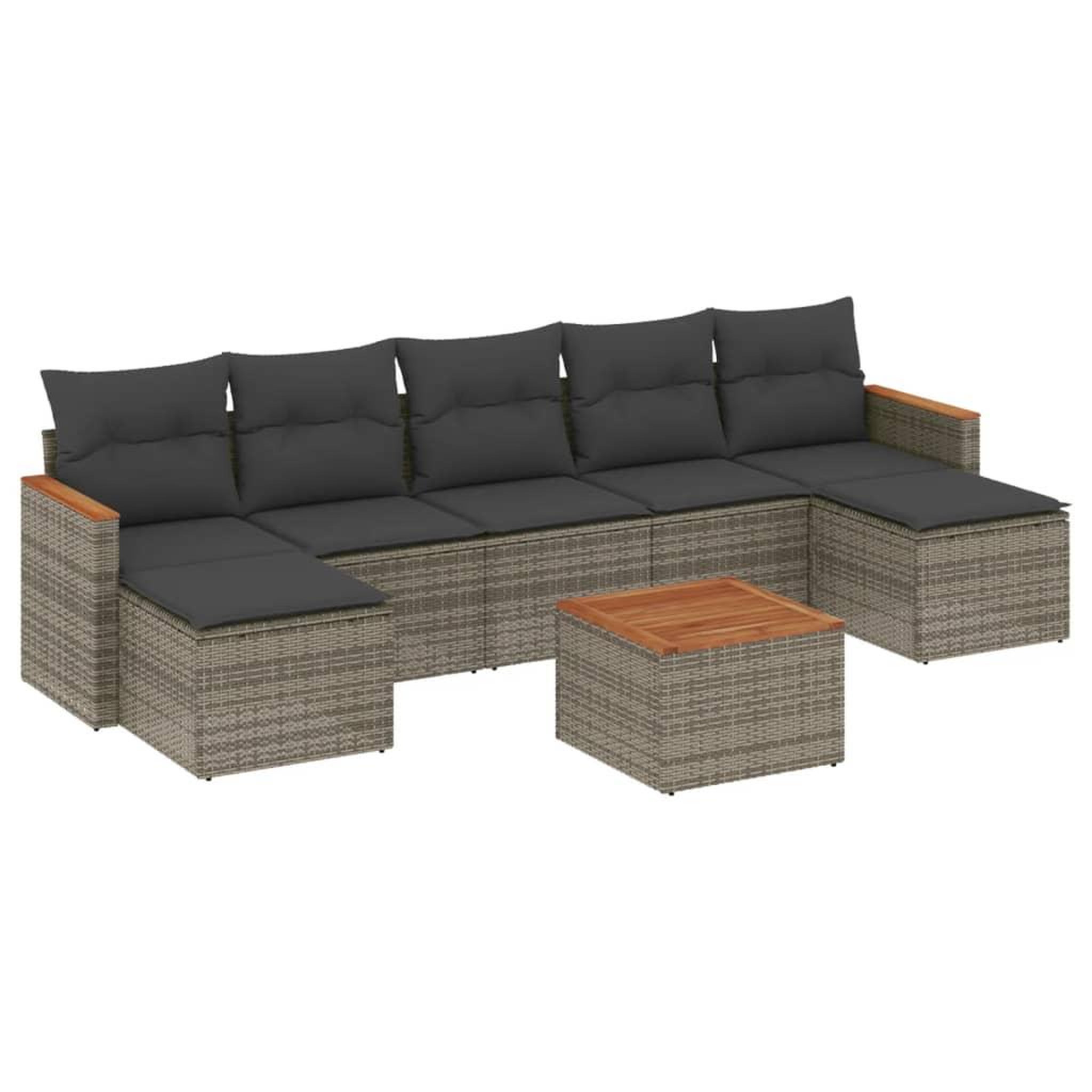 Voir la diapositive 2 : VIDAXL Salon de jardin 8 pcs avec coussins gris resine tressee