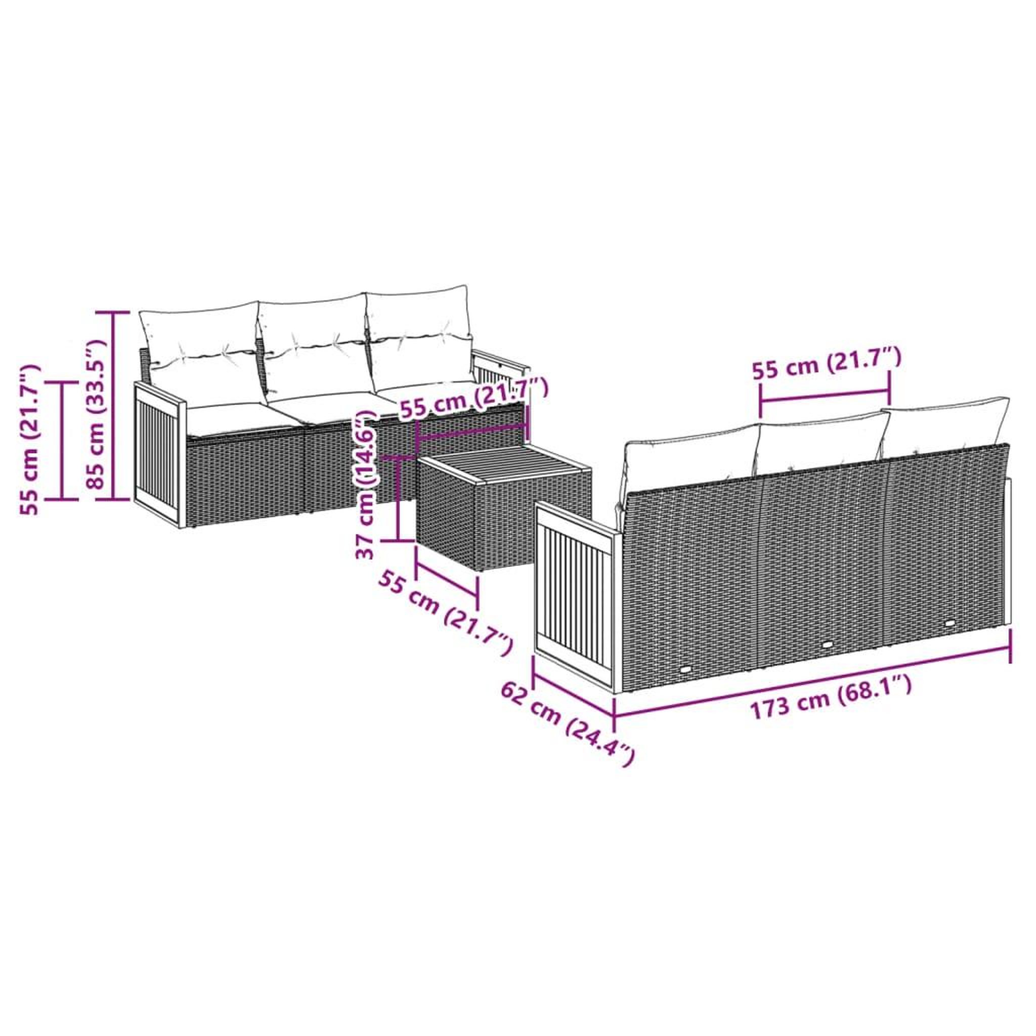Voir la diapositive 4 : VIDAXL Salon de jardin 7 pcs avec coussins noir resine tressee