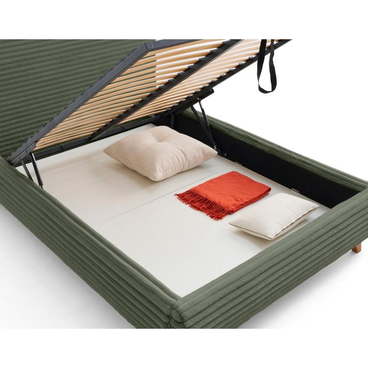 BEST MOBILIER Cristal - lit coffre avec bout de lit - 140x200 - sommier inclus - fausse fourrure côtelée