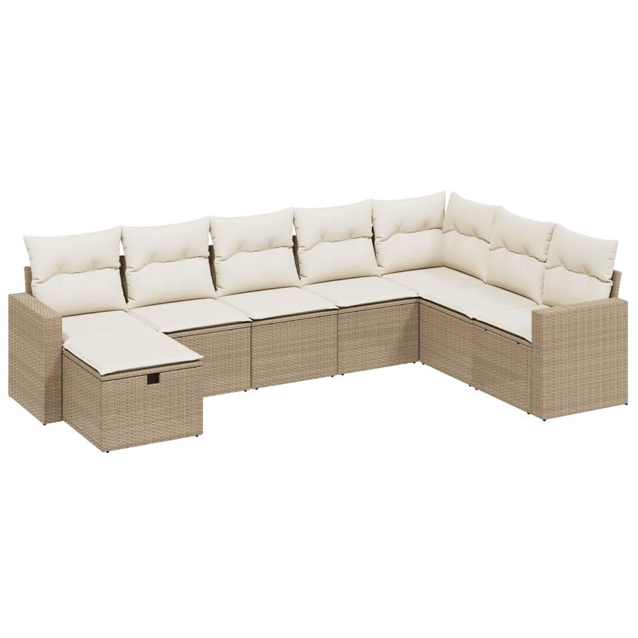 Voir la diapositive 2 : VIDAXL Salon de jardin avec coussins 8 pcs beige resine tressee