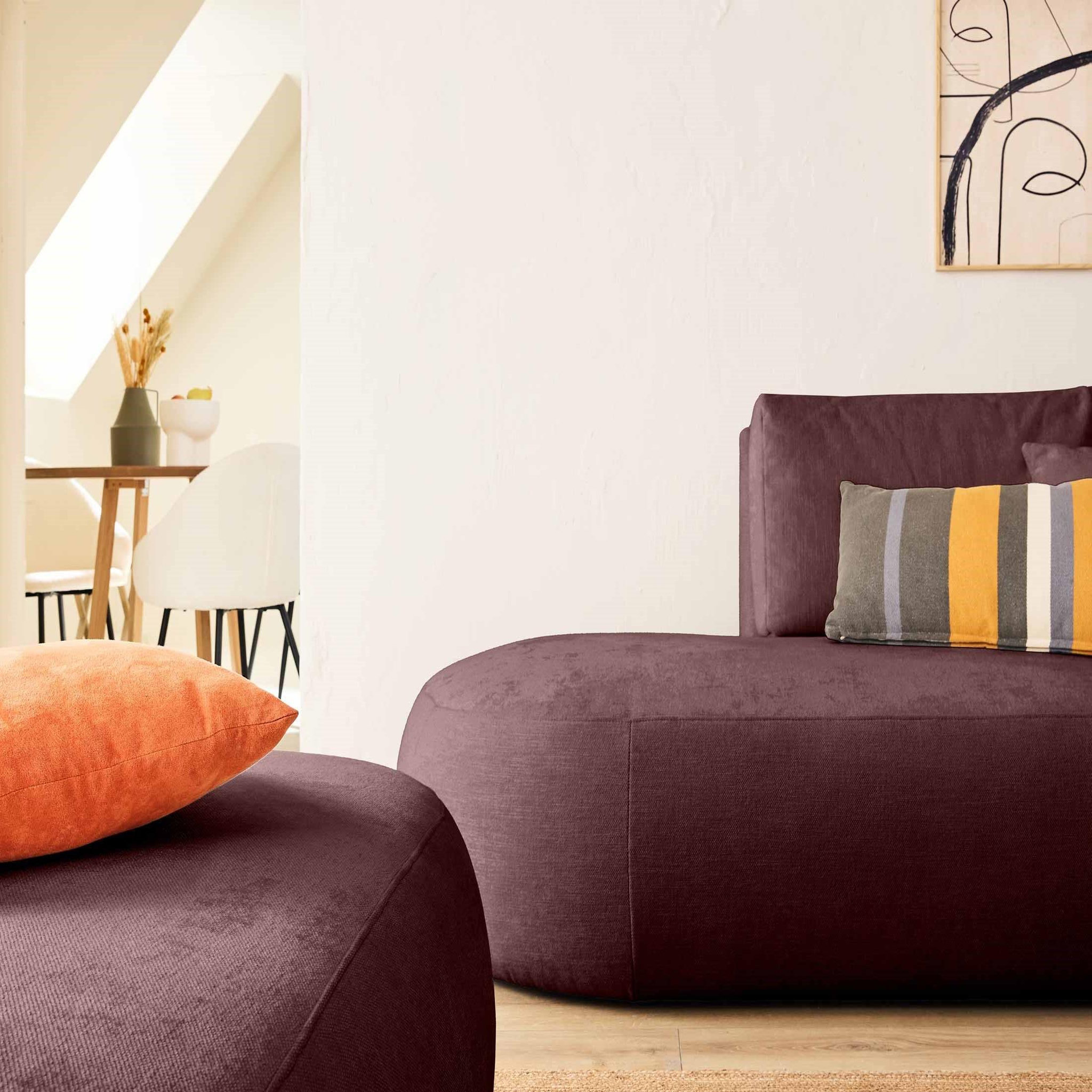 Voir la diapositive 2 : LISA DESIGN Santorini - canapé modulable d'angle droit + pouf - 4 places - en tissu texturé