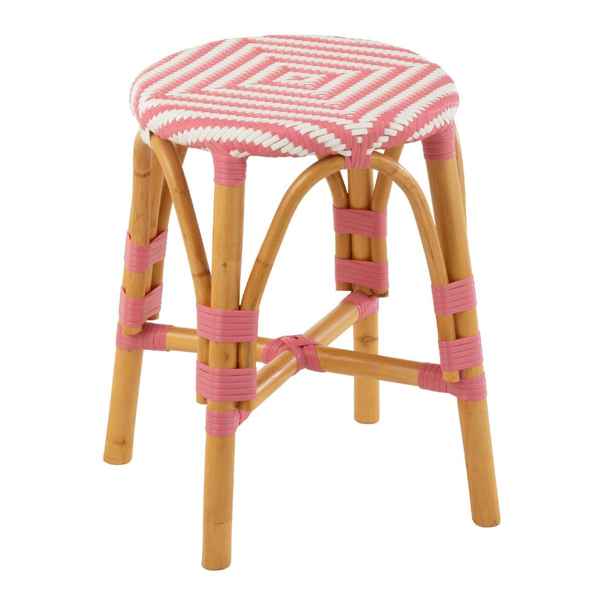 J-LINE Tabouret en rotin  danial  44cm rose