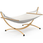 ID MARKET Hamac XL avec support métal effet bois et toile écrue