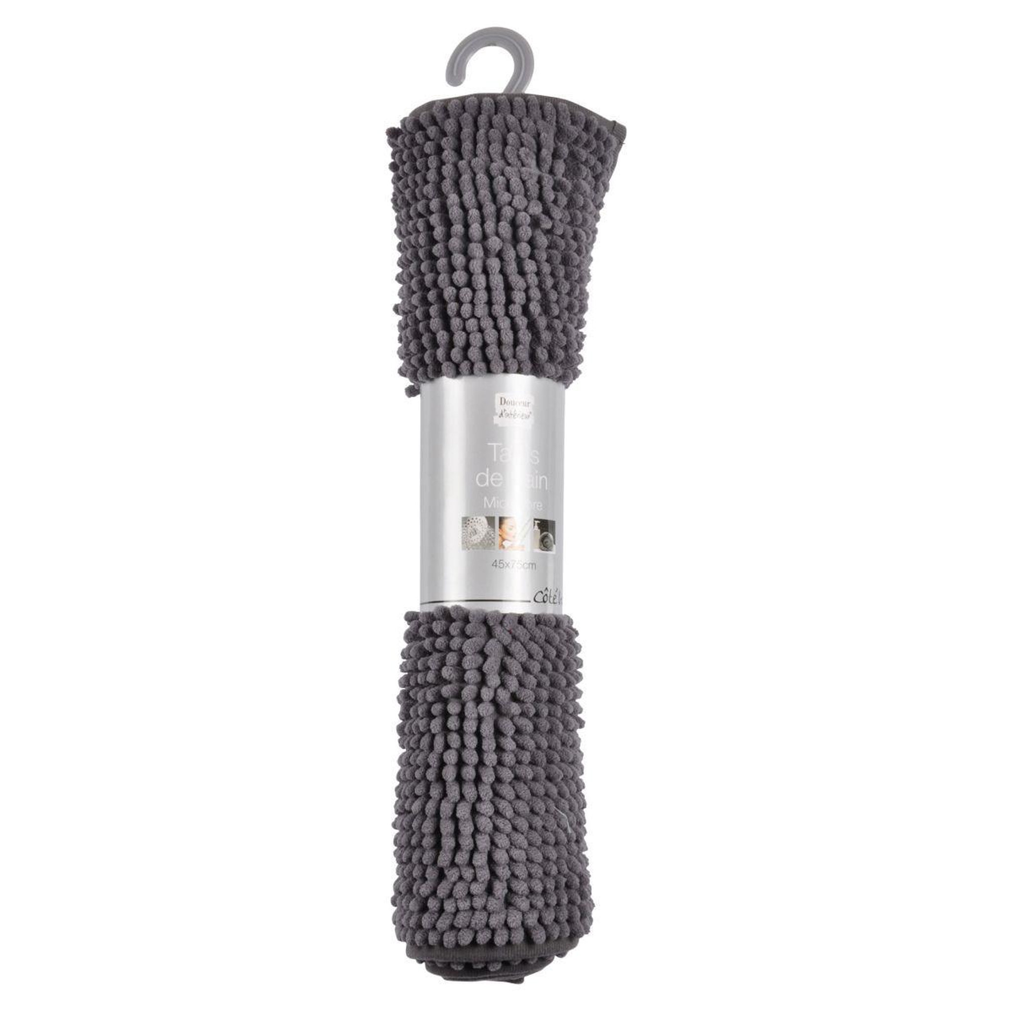 Voir la diapositive 2 : Douceur d'Intérieur Tapis de Bain Microfibre  Sweety  45x75cm Anthracite