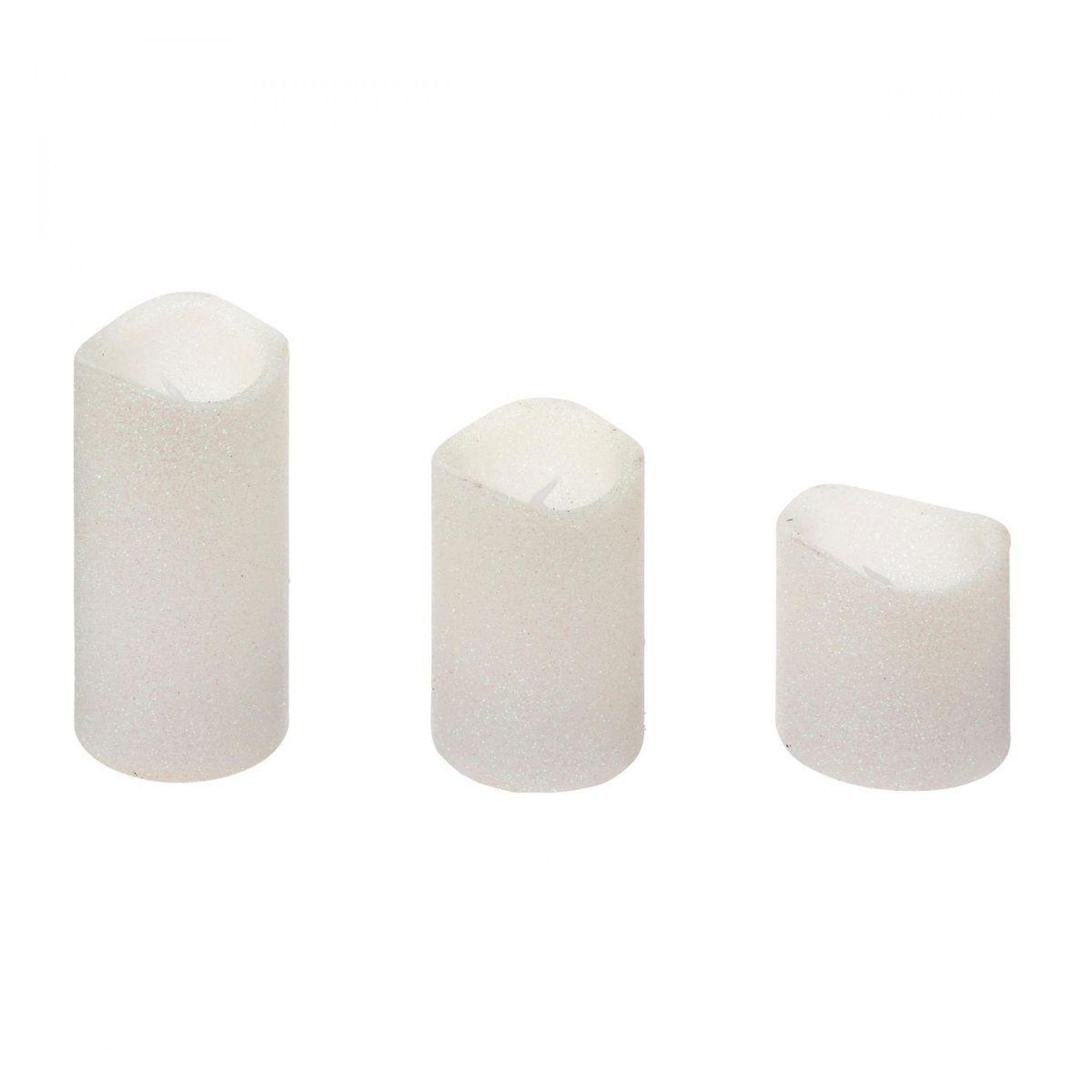 ATMOSPHERA Lot de 3 bougies led  paillettes  10cm blanc