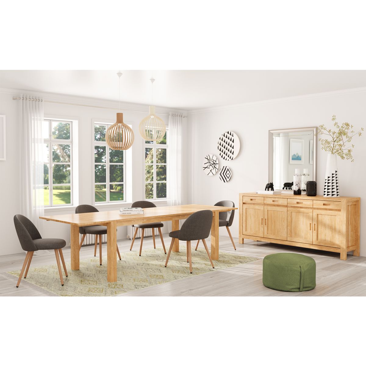 Table chêne rectangulaire NATHAN L180cm