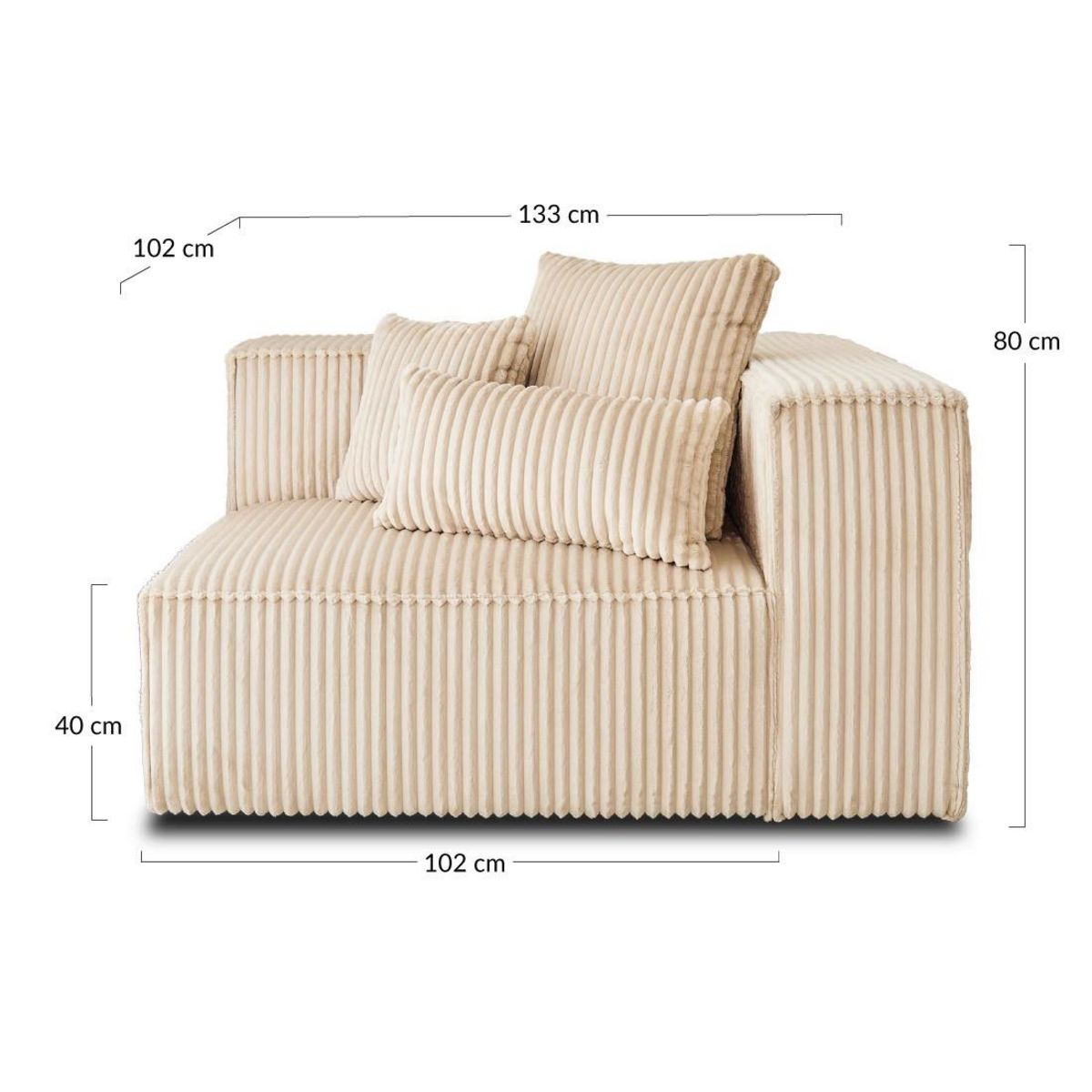 LISA DESIGN Colombine - module d'assise droit - en velours côtelé grosses côtes