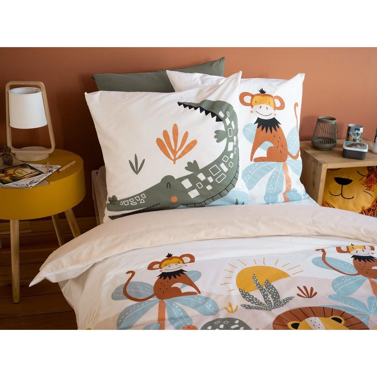 Home collection Parure de couette 2pcs 140x200cm better coton bci made in green savane