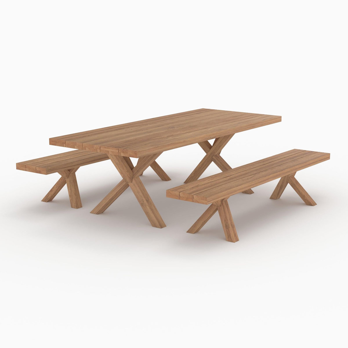 Rendez vous déco Table et bancs de jardin 10 personnes en bois-Soraya
