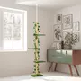 PAWHUT Arbre à chat poteau à griffer design hauteur réglable dim. 37L x 21l x 202- 242H cm 4 niveaux beige vert