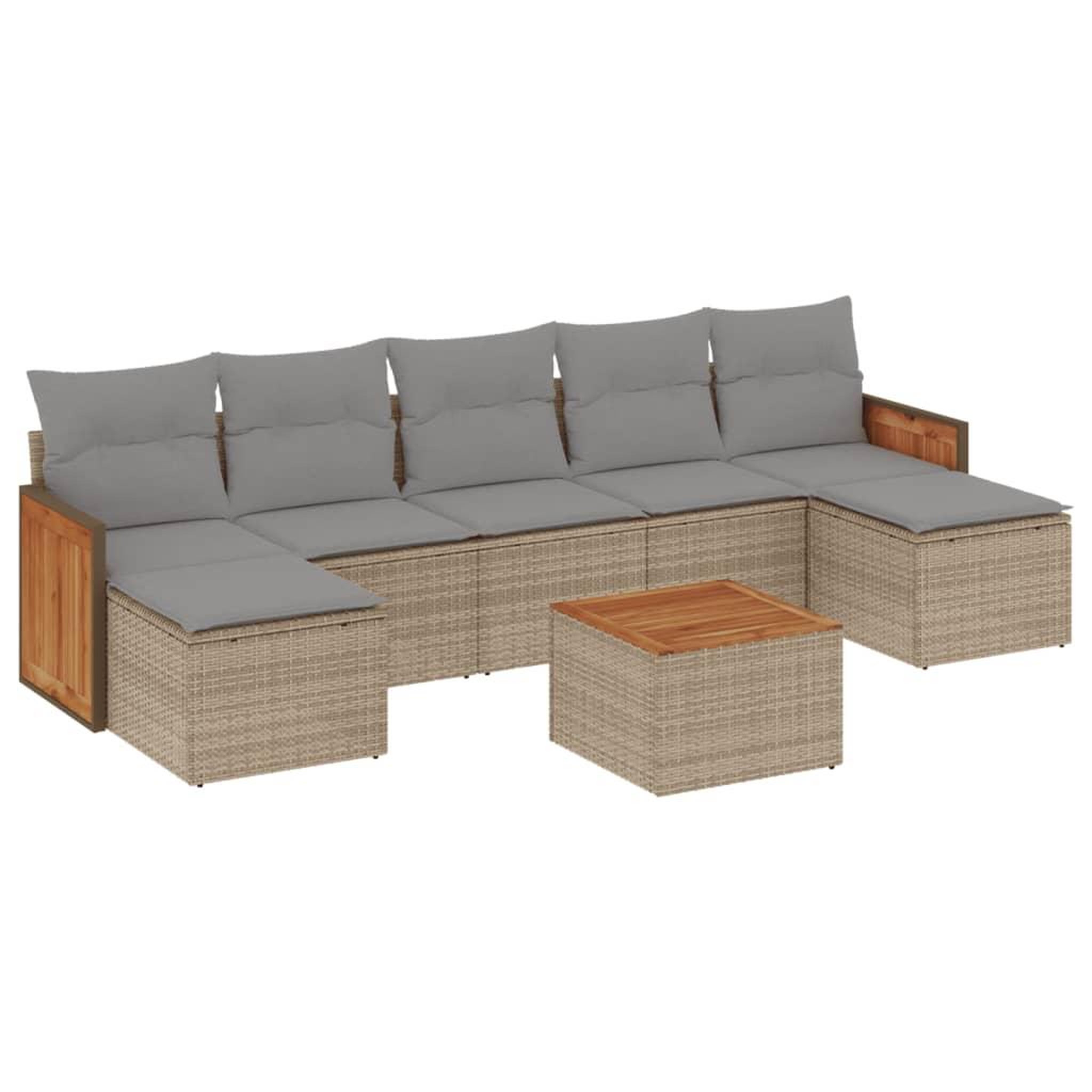 Voir la diapositive 2 : VIDAXL Salon de jardin avec coussins 8 pcs beige resine tressee