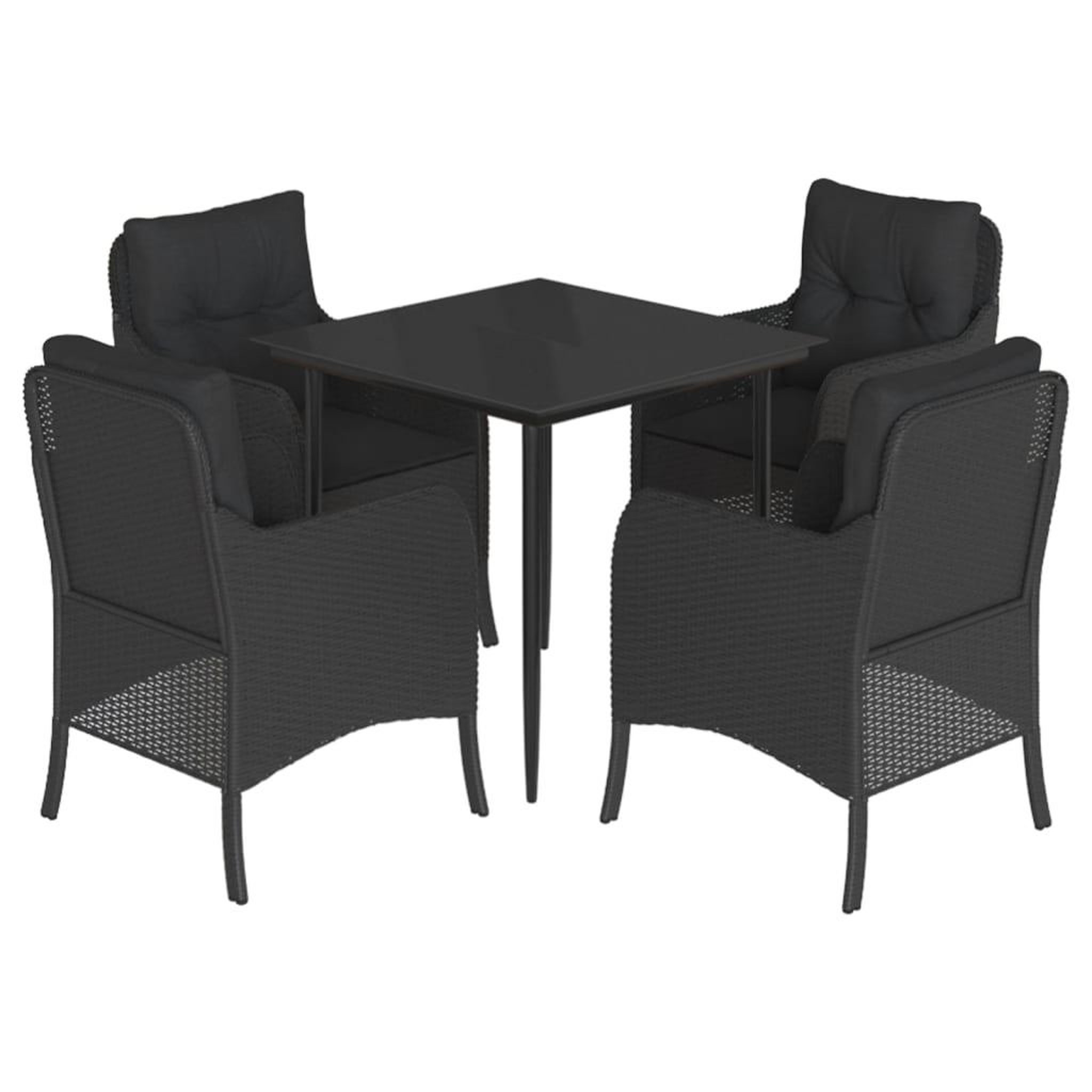 Voir la diapositive 2 : VIDAXL Ensemble a manger de jardin coussins 5pcs Noir Resine tressee
